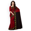 Brown And Cream Georgette Embroidered Traditional Saree With Blouse Piece